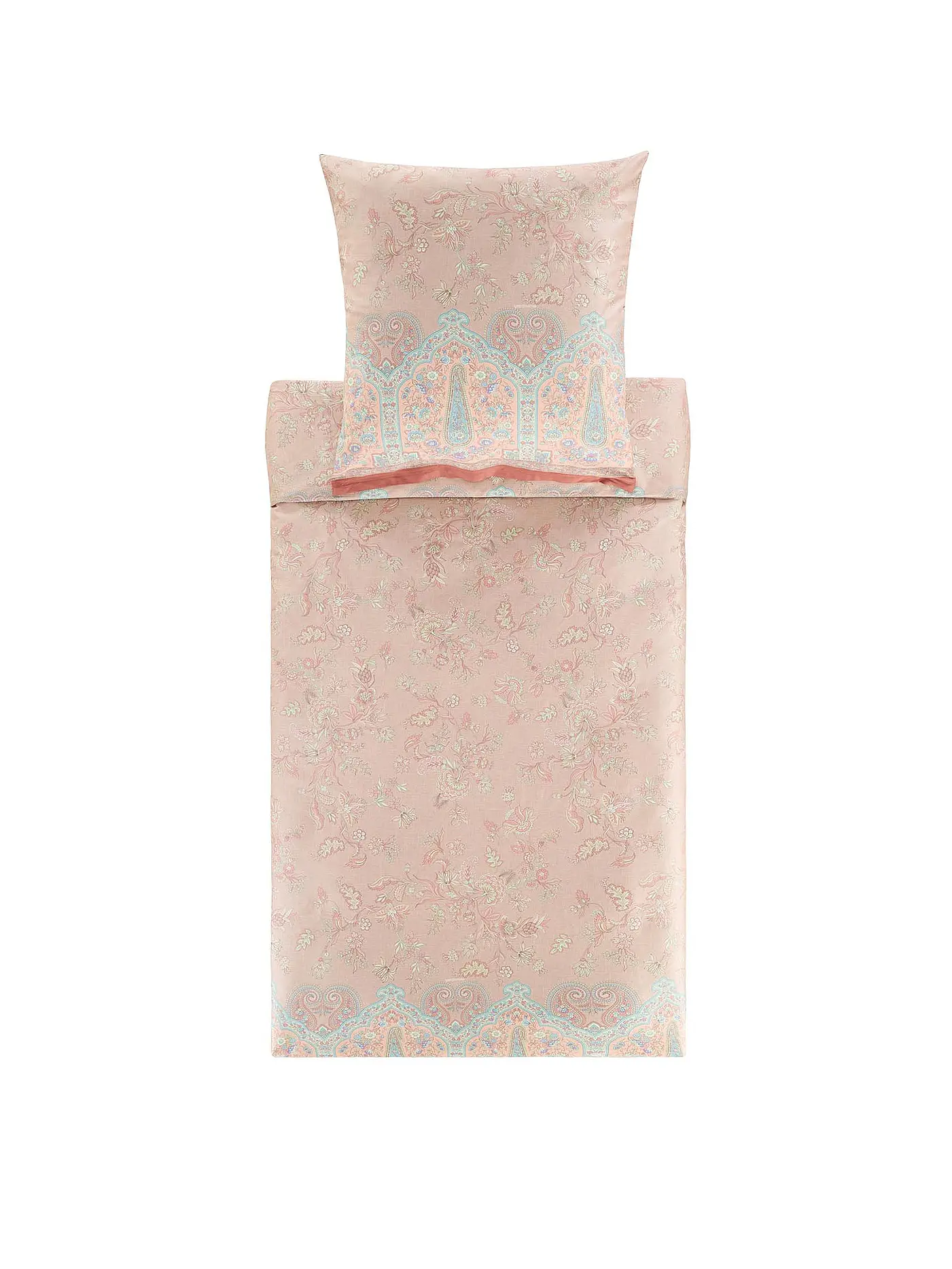BASSETTI | Satin Bettwäsche INDIAN ROSES 70x90cm/140x200cm Mint | beige